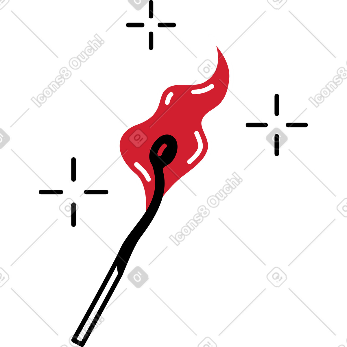 Match with fire illustration in Ruby style download in PNG, SVG
