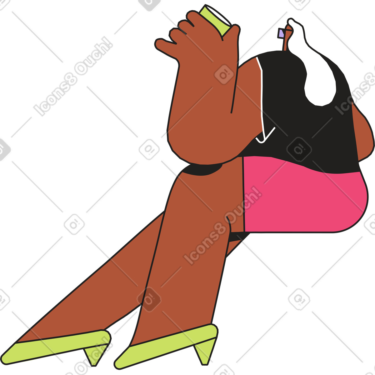 Woman with glasses sitting and drinking from a mug illustration in Dazzle style download in PNG, SVG