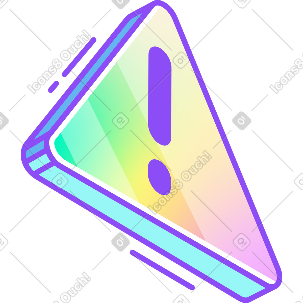Illustration Triangle avec un point d'exclamation dans le style Holographic à télécharger aux formats PNG, SVG