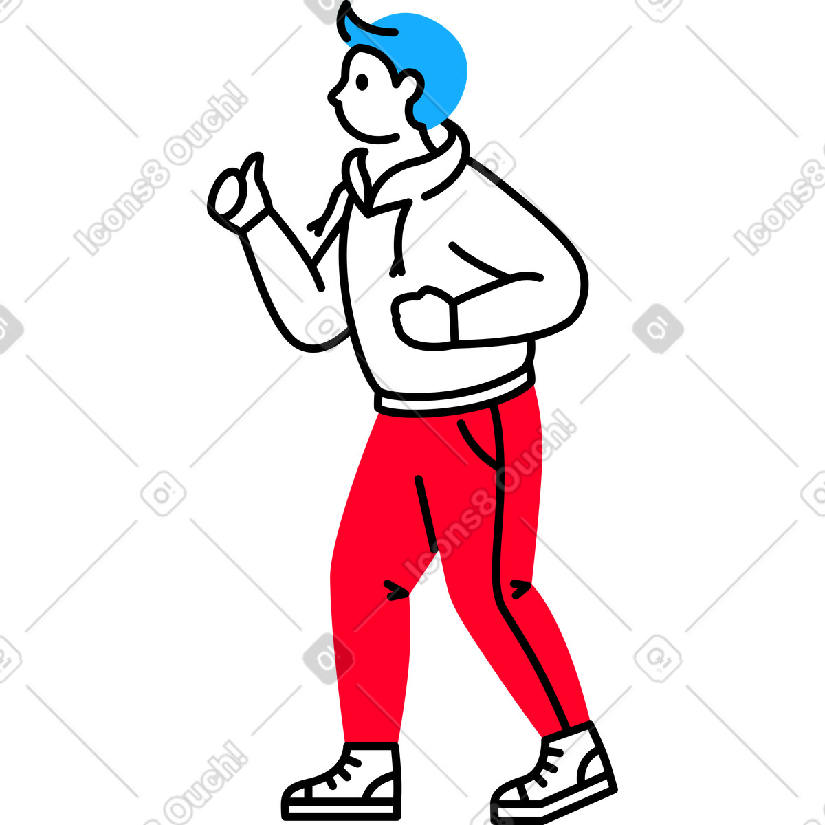 Ilustración Hombre mostrando pulgar arriba en estilo Transistor a descargar en PNG y SVG
