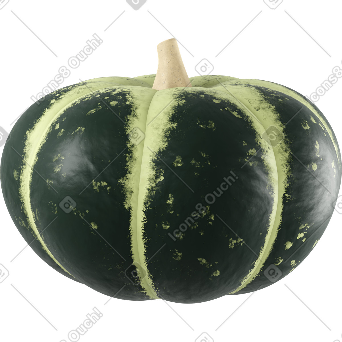 Ilustración Calabaza verde en estilo 3D Business a descargar en PNG y SVG