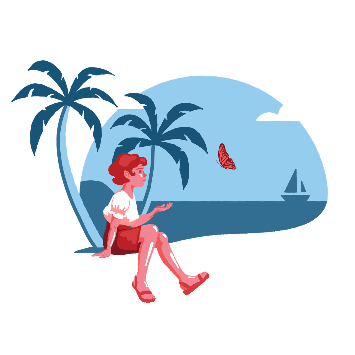 Dreams of a vacation illustration in Cherry style download in PNG, SVG