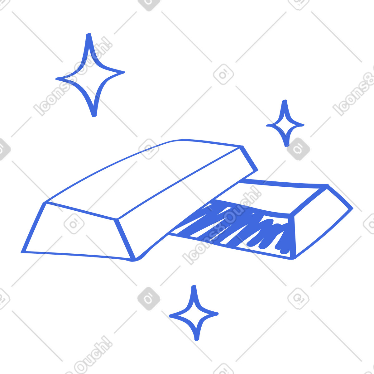 Gold bars wealth symbol with sparkles indicating precious metal value-Illustration im Ballpoint Pen-Stil als Download in PNG, SVG