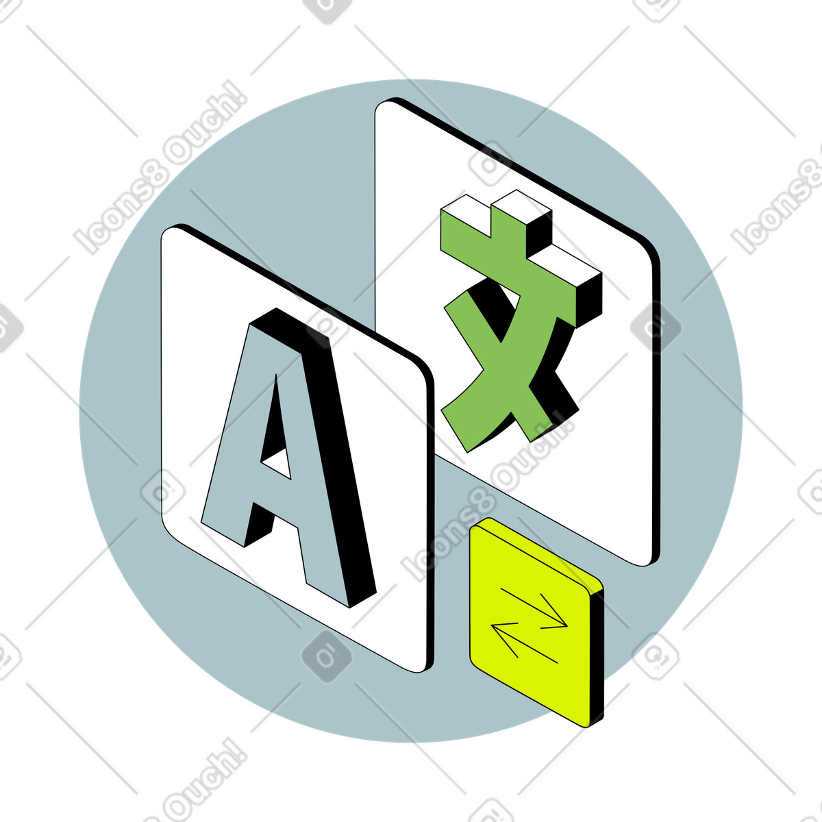 Illustration Traduction en langue étrangère dans le style Isometric à télécharger aux formats PNG, SVG