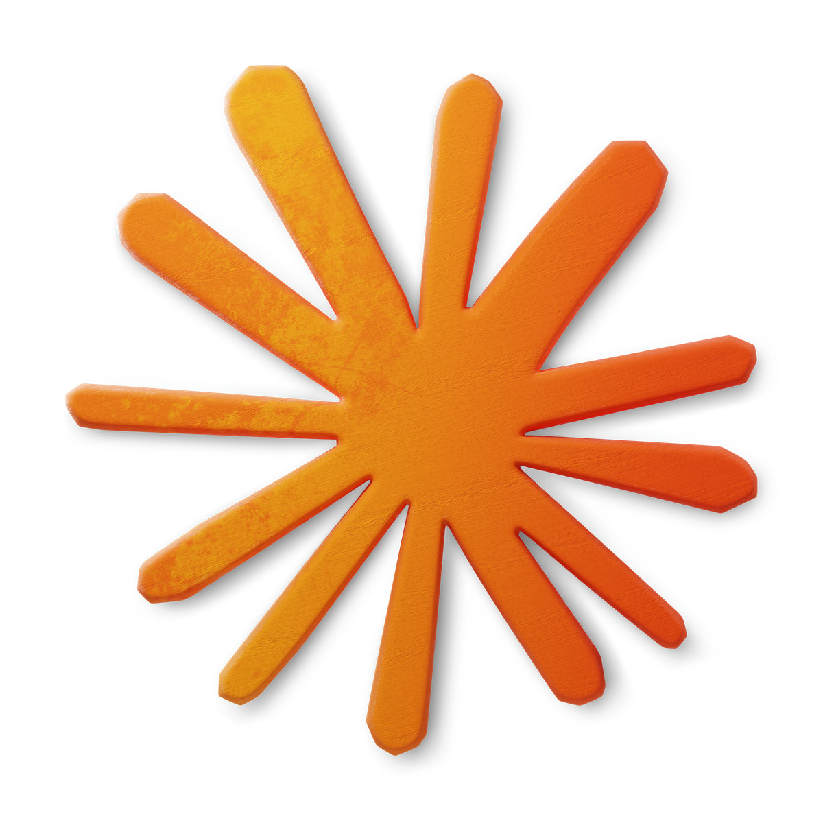 Иллюстрация Claude logo sunburst shape with textured orange rays в стиле 3D Microsoft Fluent illustration — скачать в форматах PNG, SVG