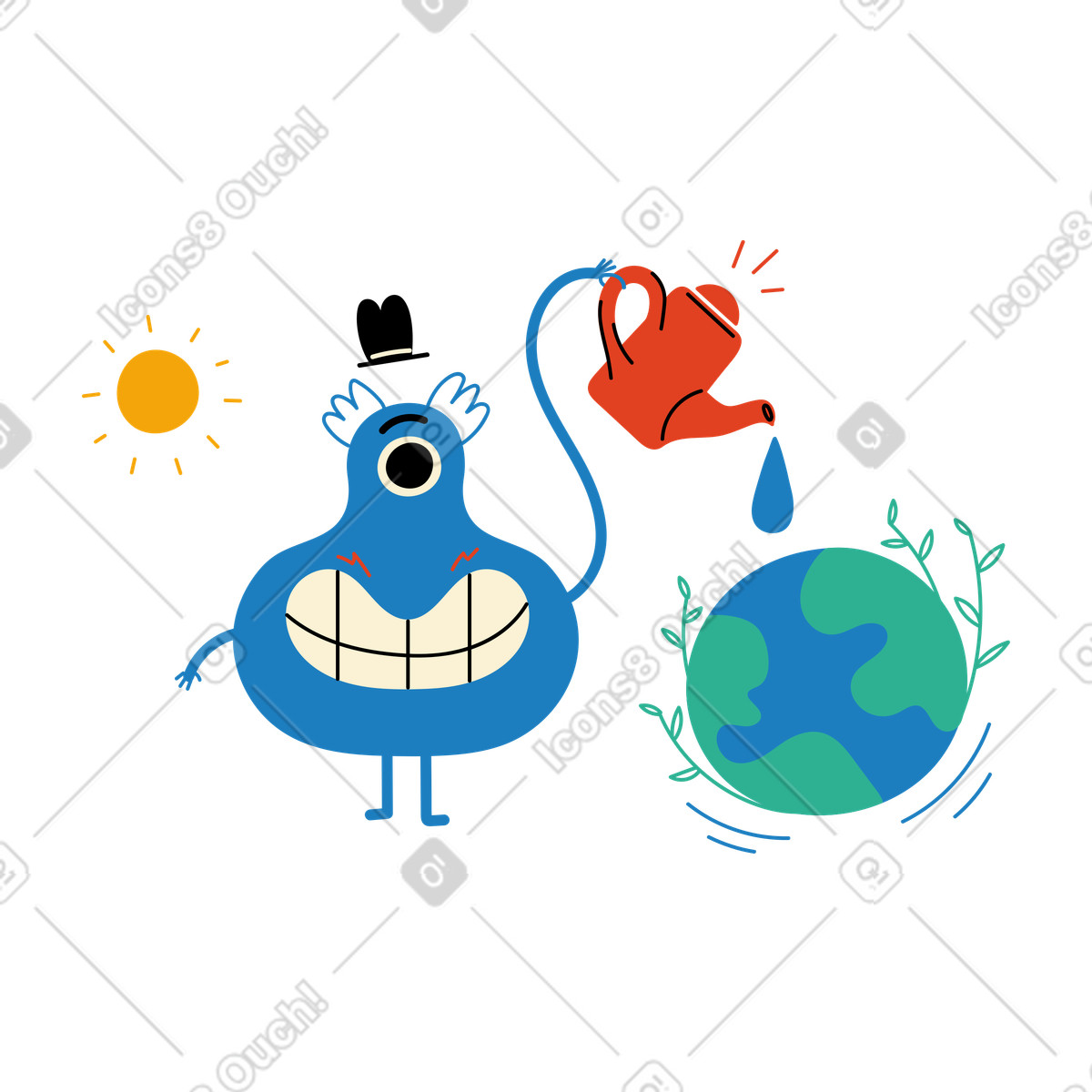 Illustration Protection de l'environnement par l'irrigation dans le style Jelly à télécharger aux formats PNG, SVG