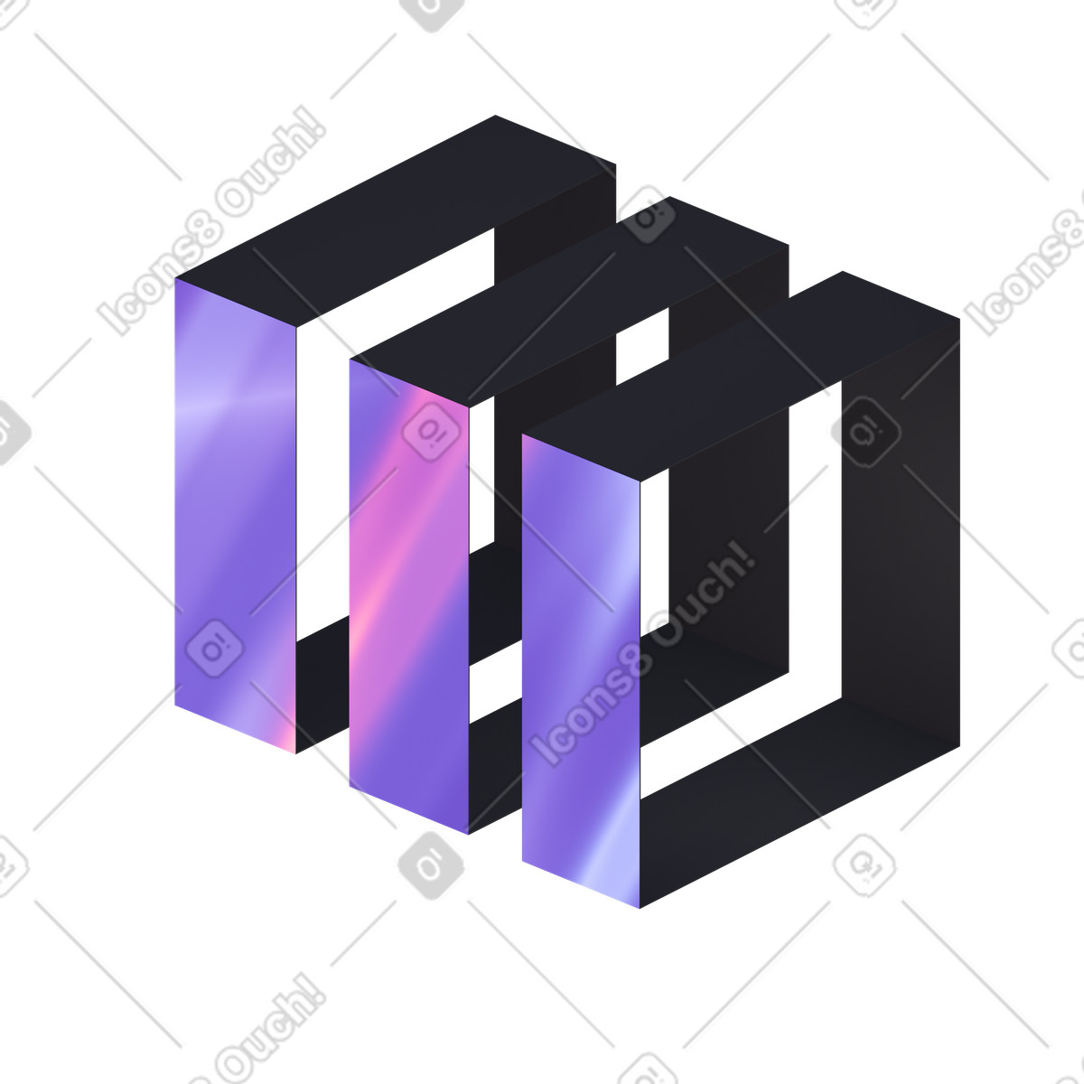Isometric hollow squares tunnel animated illustration in 3D Illusion style download in GIF, Lottie (JSON), AE