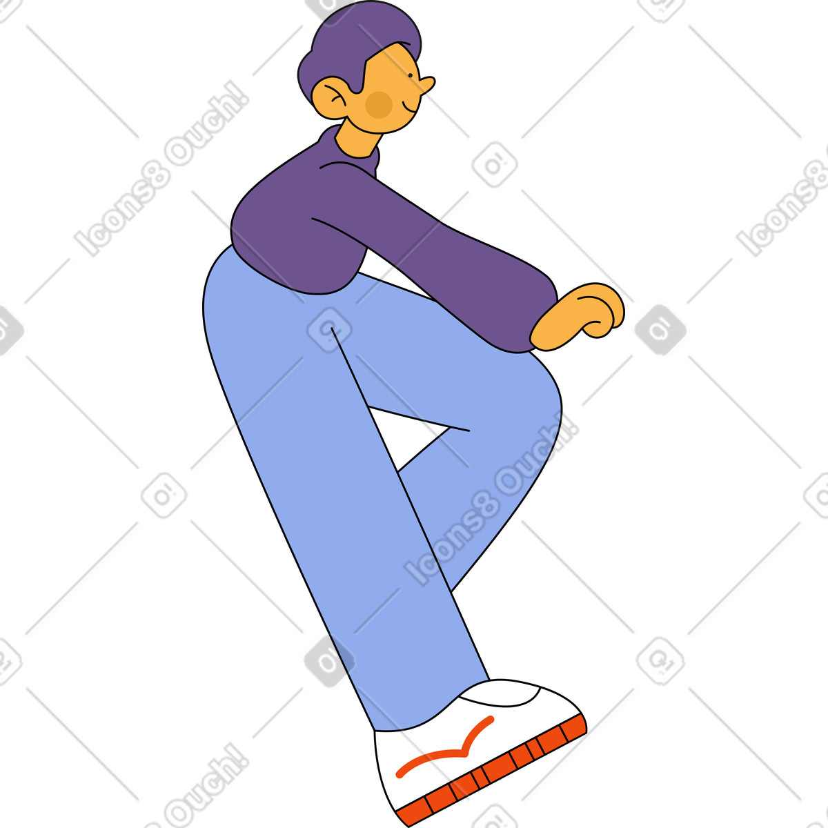 下载 Bloom 风格的 Man sitting with one leg stretched 插画，支持 PNG、SVG 格式