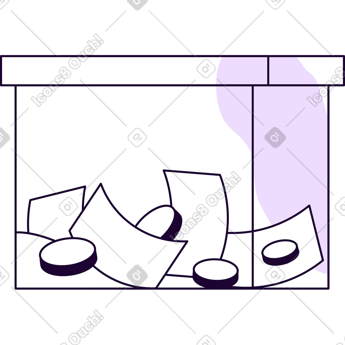Ilustración Hucha rectangular transparente en estilo Martina a descargar en PNG y SVG