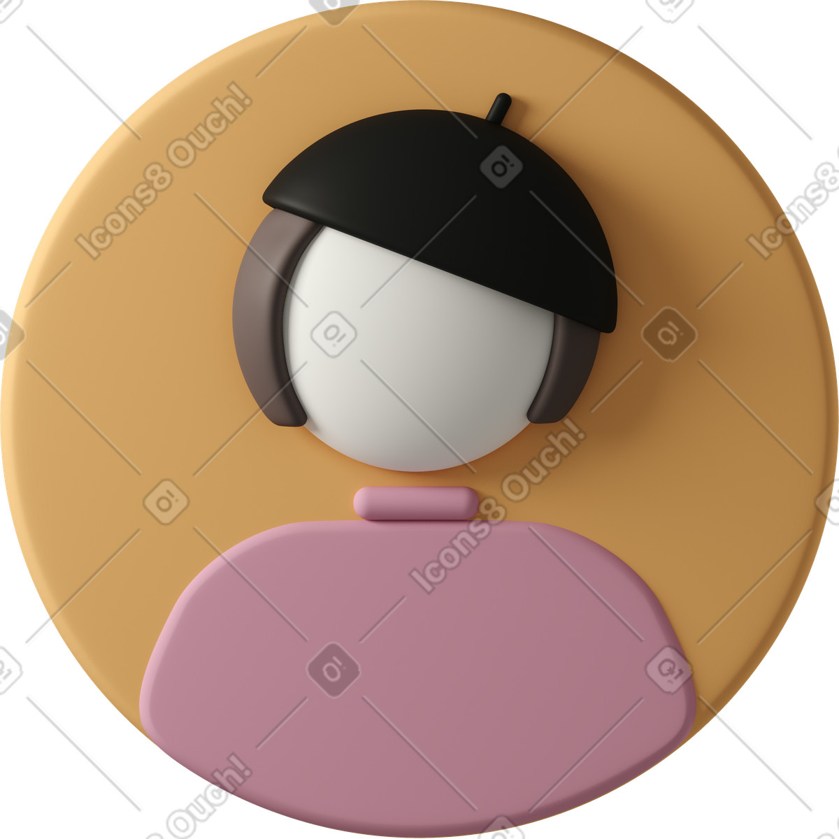 Иллюстрация Profile picture of woman in black hat and pink shirt в стиле 3D Casual life — скачать в форматах PNG, SVG