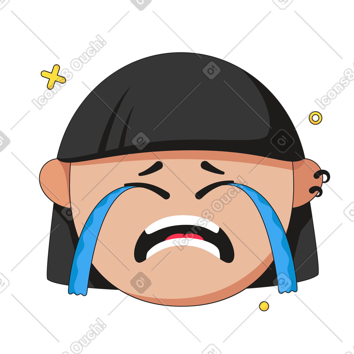 Moji スタイルの 大声で泣き顔 のイラストをPNG、SVG形式でダウンロード