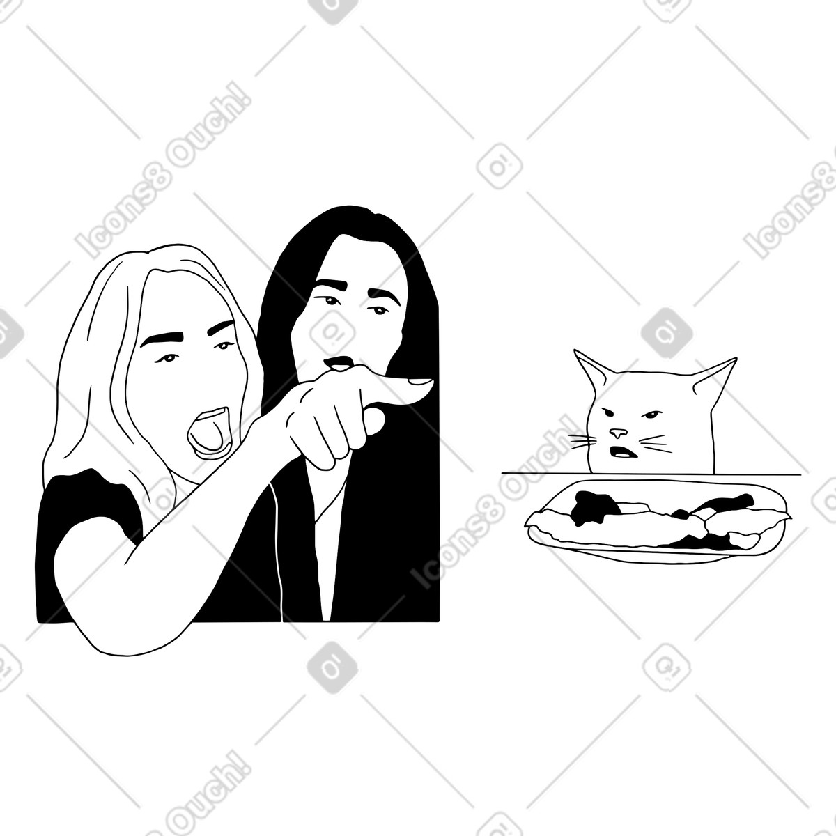 Woman Yelling at Cat illustration in Dudes style download in PNG, SVG