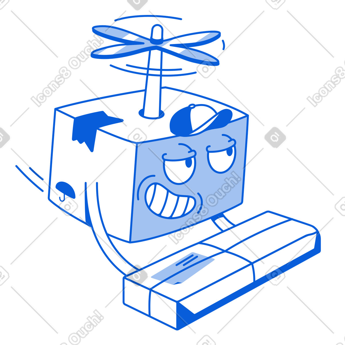 Ilustración animada Drone carrying box, Automated delivery service en estilo Handy Line a descargar en GIF, Lottie (JSON), AE