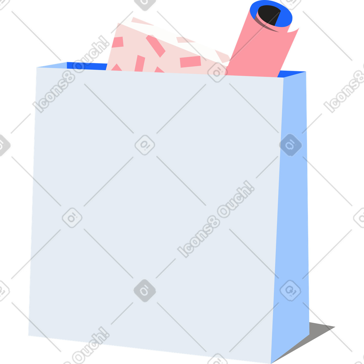 Paper bag with purchases illustration in Editorial style download in PNG, SVG