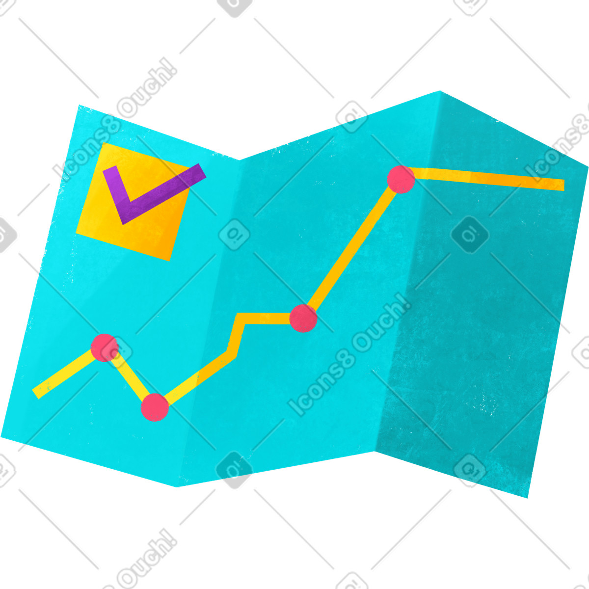 Economic growth chart on a sheet of paper illustrazione in stile Bonbon scarica in PNG, SVG