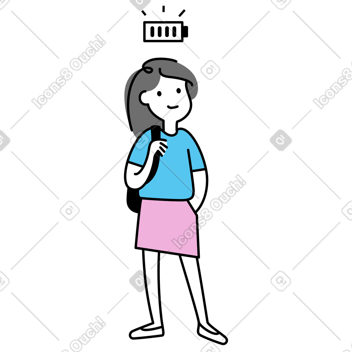 Illustration Smiling student with backpack, Back to school concept or lifestyle dans le style Mochi à télécharger aux formats PNG, SVG