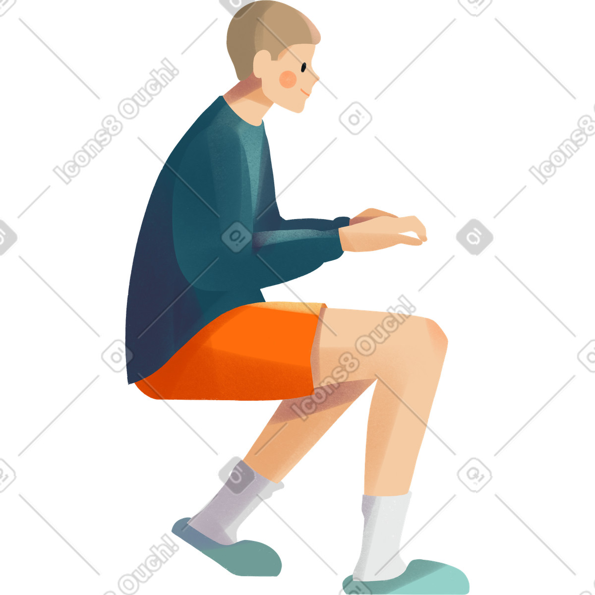 Young blonde man sitting illustration in Shine style download in PNG, SVG