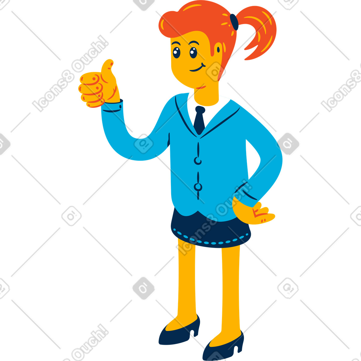Woman suit animated illustration in Flame style download in GIF, Lottie (JSON), AE