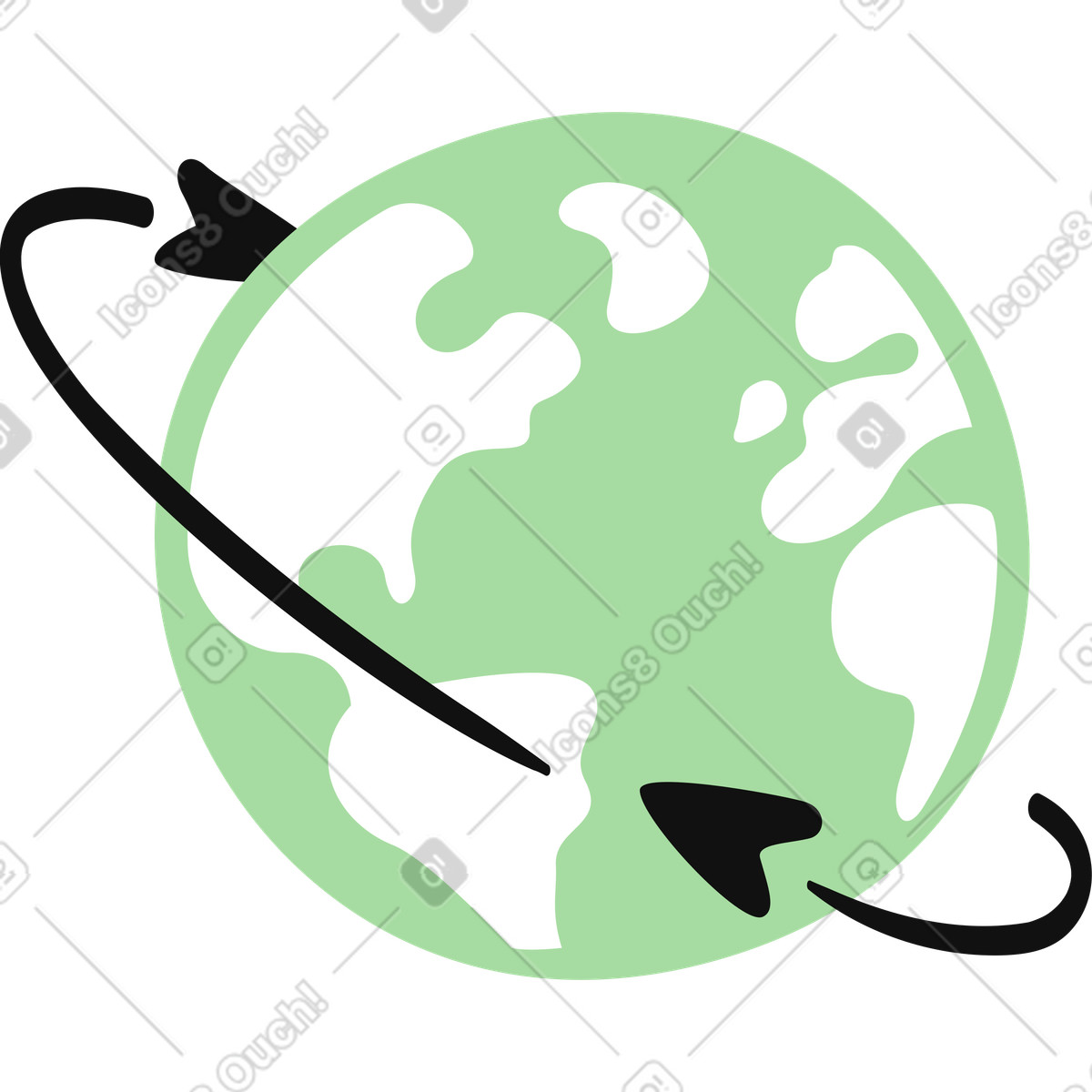 下载 Organic 风格的 Globe with curved arrows indicating worldwide communication and global connection 插画，支持 PNG、SVG 格式