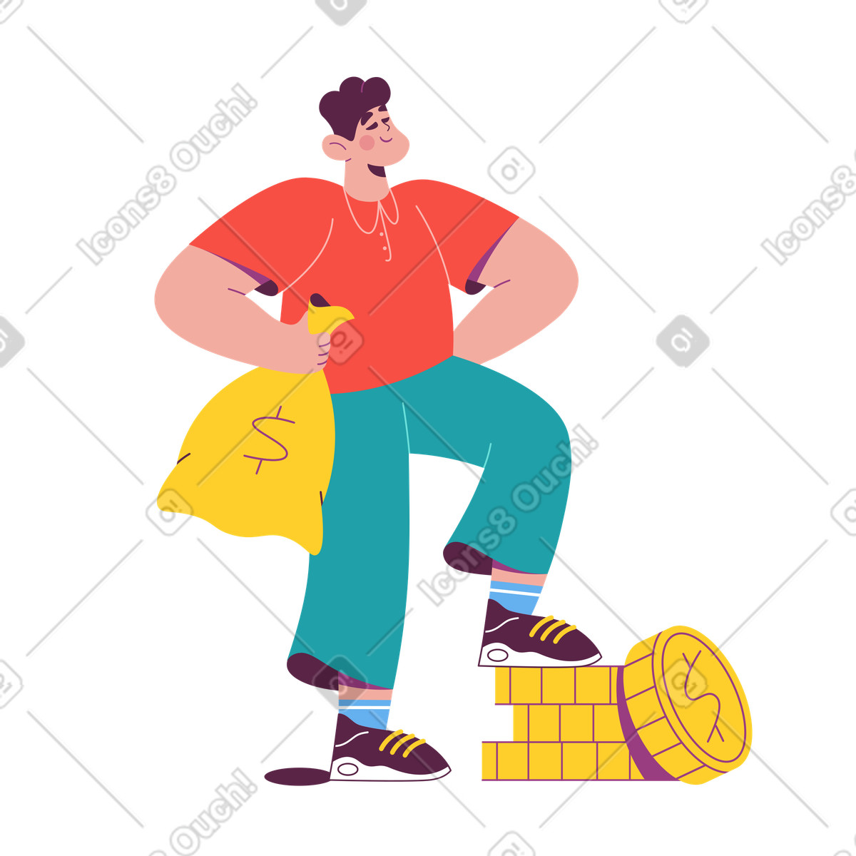 Ilustração de Homem com dinheiro em no estilo Sammy para baixar em PNG, SVG