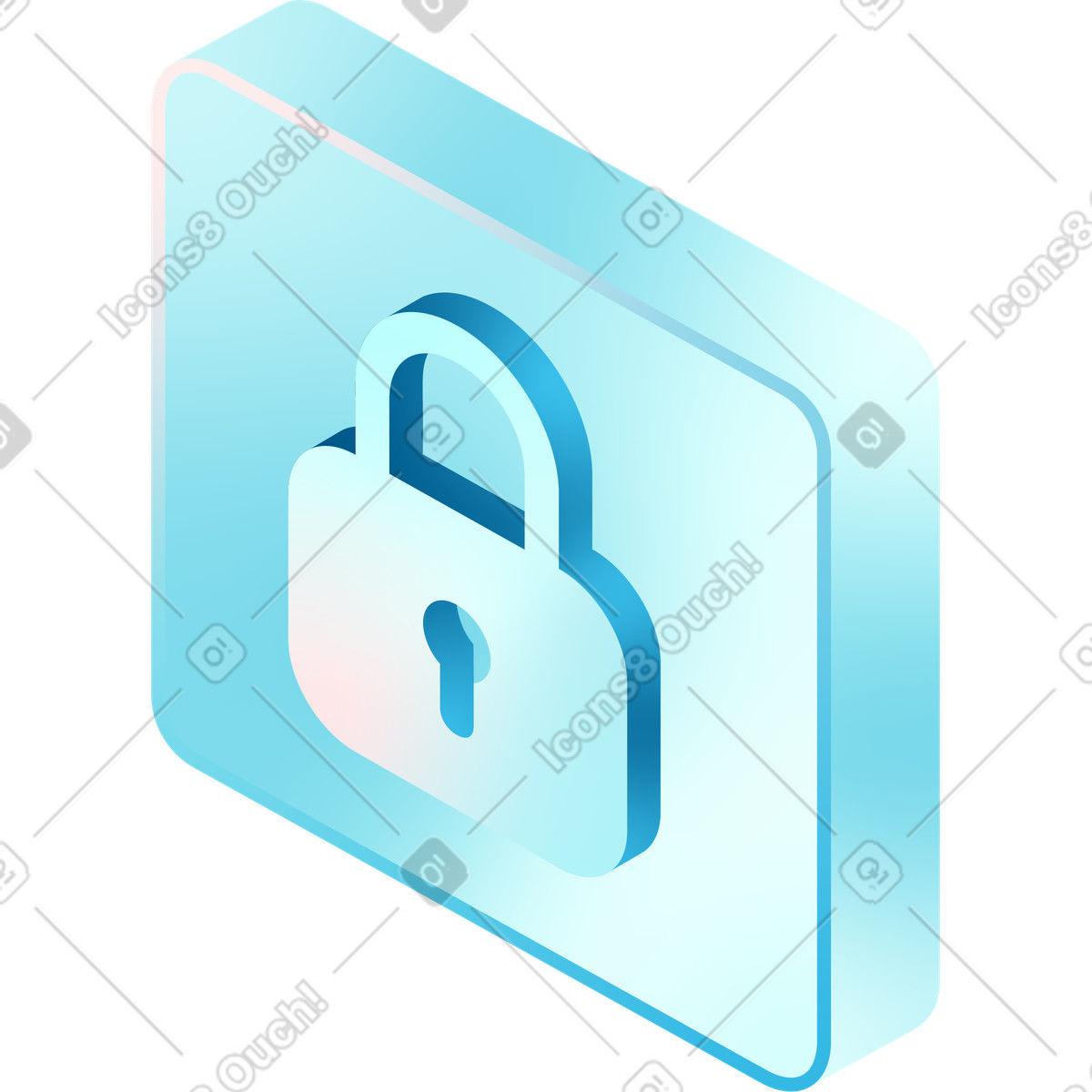 Isometric iock icon illustration in PNG, SVG