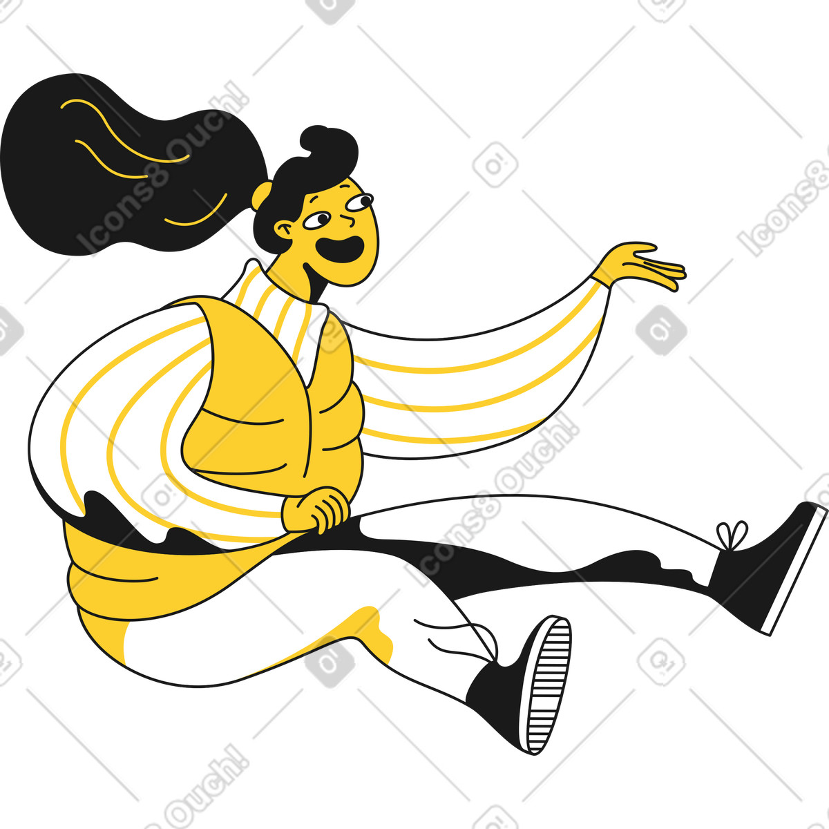 Ilustración Chica sentada sosteniendo algo en la mano estilo Taxi a descargar PNG y SVG