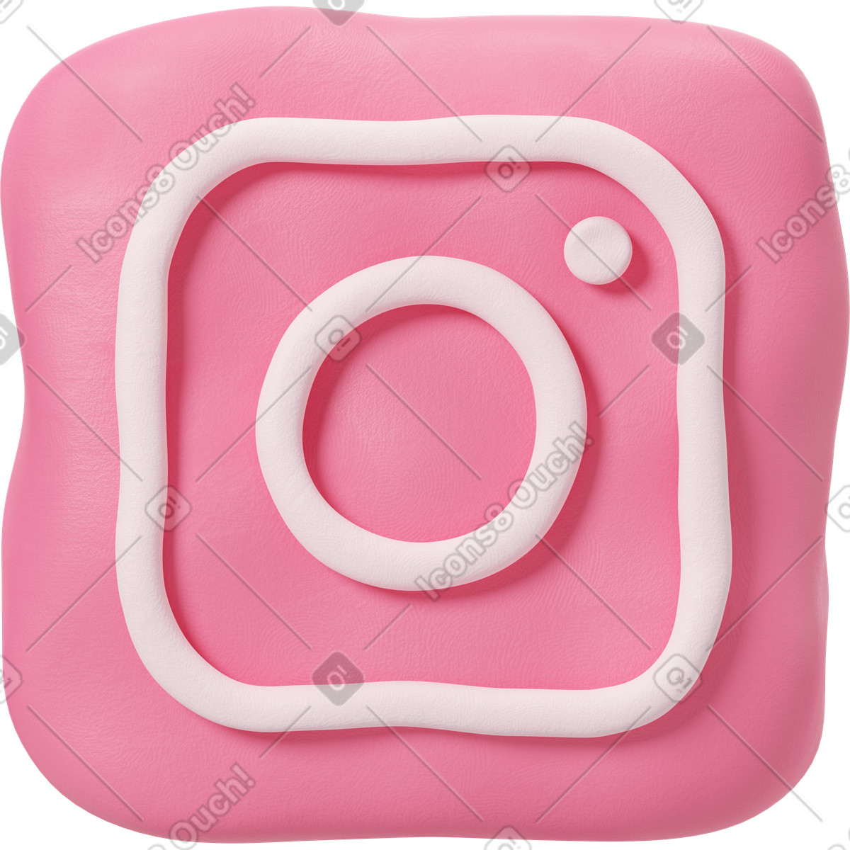 3D Plastilina スタイルの スクエアピンクのinstagramのロゴ のイラストをPNG、SVG形式でダウンロード
