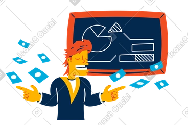 Successful businessman getting profit growth PNG, SVG
