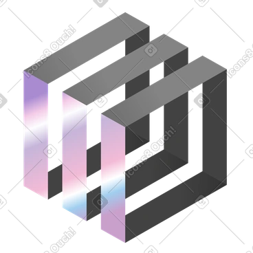 3개의 등각 투영 중공 사각형 PNG, SVG