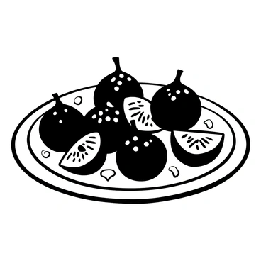 A plate of figs dipped in dark chocolate, with the chocolate coating glistening. The figs are generously sprinkled with sea salt, contrasting against the rich chocolate. A few figs are cut in half to reveal their interior texture, while some whole figs are arranged artfully on the plate. The scene captures the luxurious and enticing appearance of the dessert.