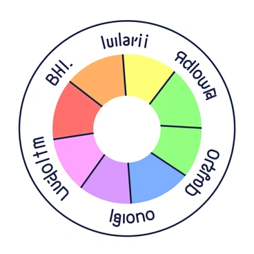 An illustration of a color wheel with distinct sections for primary, secondary, and tertiary colors. At the top of the wheel, the primary colors are labeled: "red," "blue," and "yellow." Next to them, the secondary colors are positioned and labeled as "green," "orange," and "purple." Surrounding these sections, the tertiary colors are arranged, each clearly labeled with their names. The background of the illustration is simple, allowing the color wheel and labels to stand out prominently.