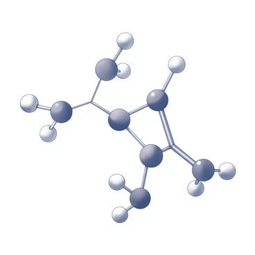 A detailed close-up illustration of a PMAT molecule structure. The PMAT molecule is shown in three-dimensional form, with clear representations of its distinct parts. The molecular framework features a series of interconnected atoms, with lines indicating atomic bonds very clearly. Certain atomic bonds are highlighted, drawing attention to their significance in the structure. The atoms are represented by circles or spheres, with specific labels for each type of atom included in the diagram.