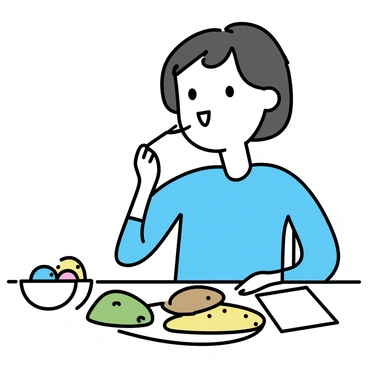 A food critic tasting a variety of parathas with a delightful expression on their face.
