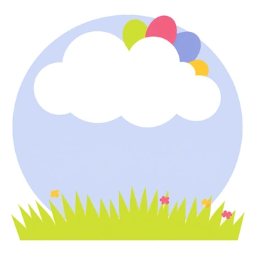 A cloud shaped like a bunch of balloons floating gently above a field