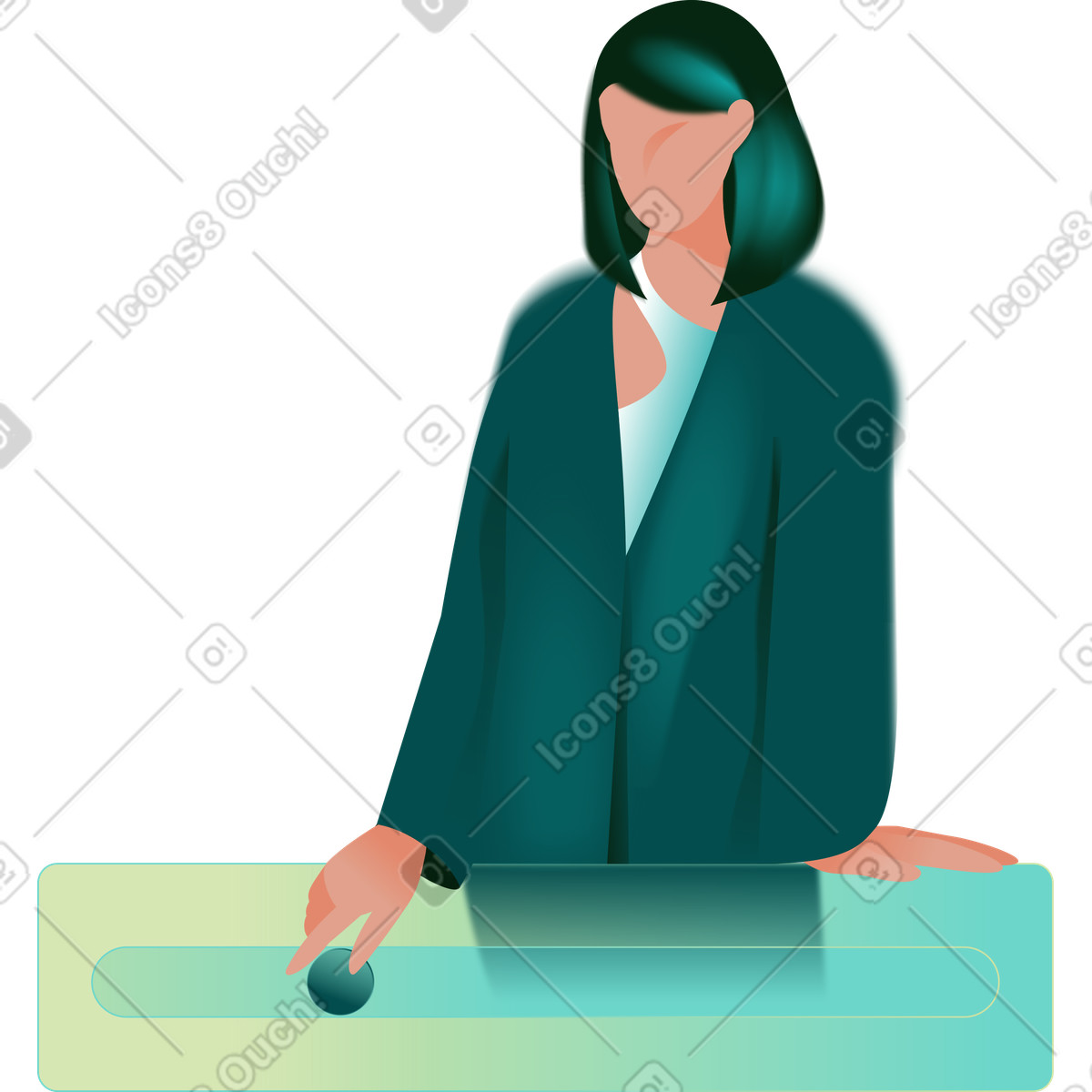 Working woman illustration in Office style download in PNG, SVG