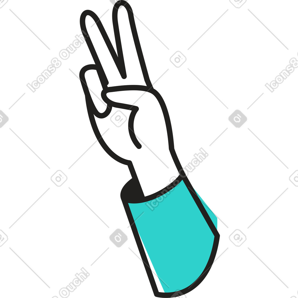 Illustration Main montrant le signe de la victoire dans style Little à télécharger aux formats PNG, SVG