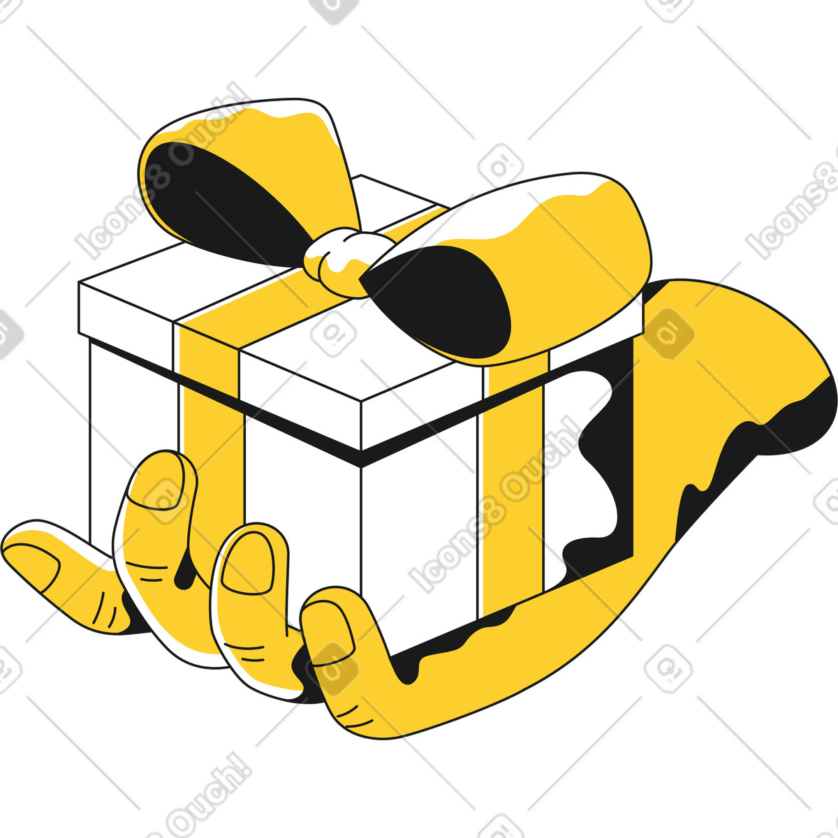 Ilustração de Mão com caixa presente em no estilo Taxi para baixar em PNG, SVG