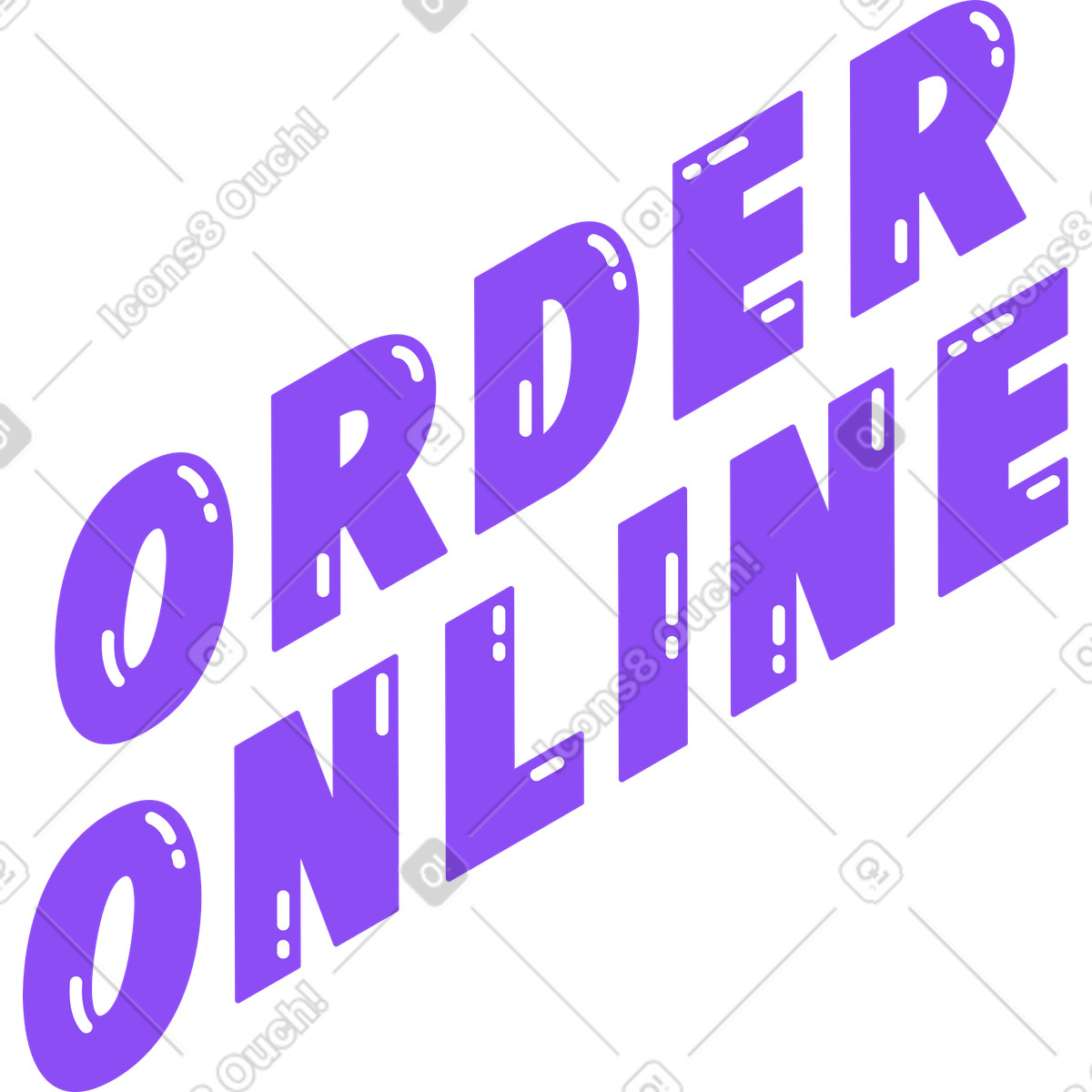 Lettering order online text illustrazione in stile Holographic scarica in PNG, SVG
