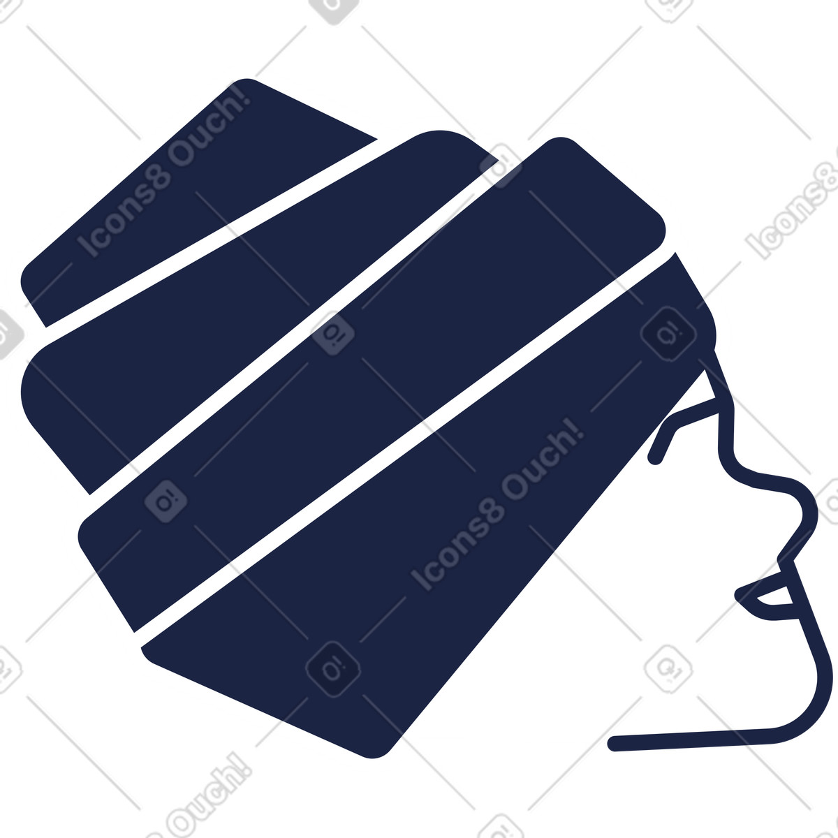 Head in turban illustration Urban Line style download PNG, SVG