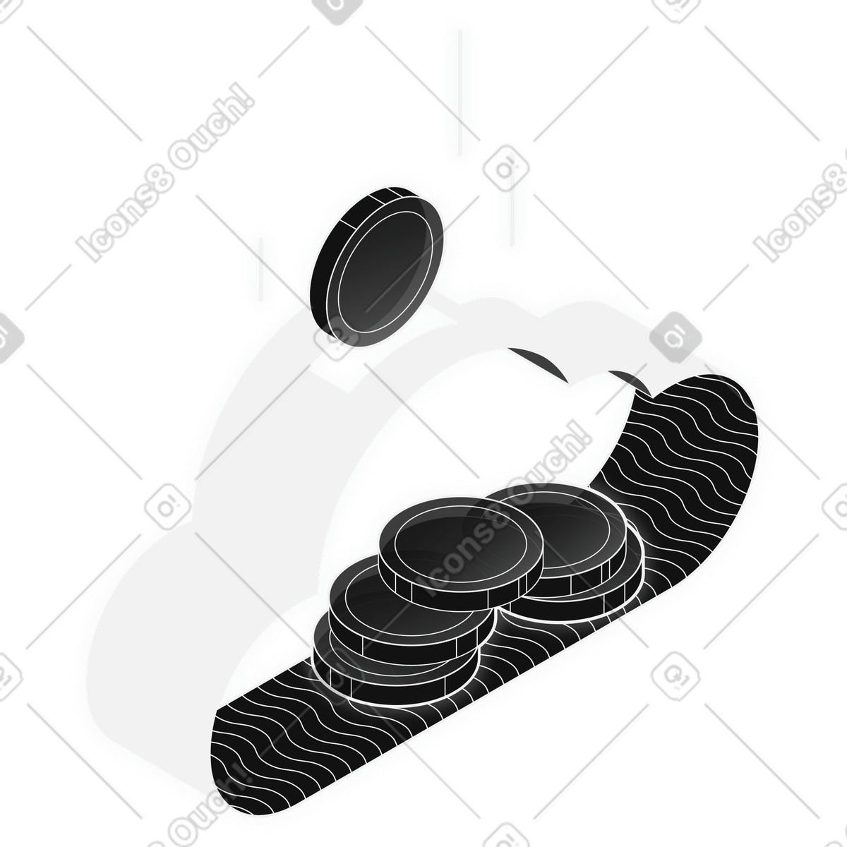 Cloud Wallet, Digital Asset Storage, Online Funds Management illustration in Inverse style download in PNG, SVG