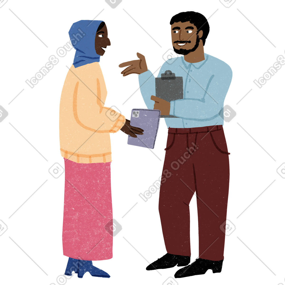 Due colleghi discutono di lavoro illustrazione in stile Public scarica in PNG, SVG
