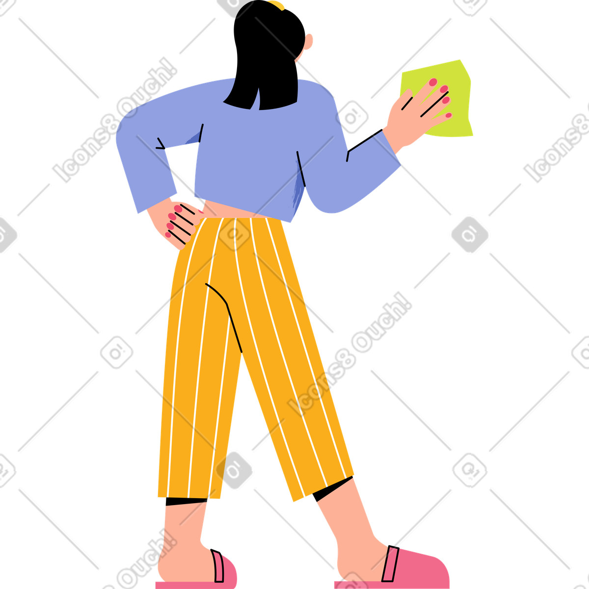 Ilustração de Menina com um pano na mão em no estilo Juicy para baixar em PNG, SVG