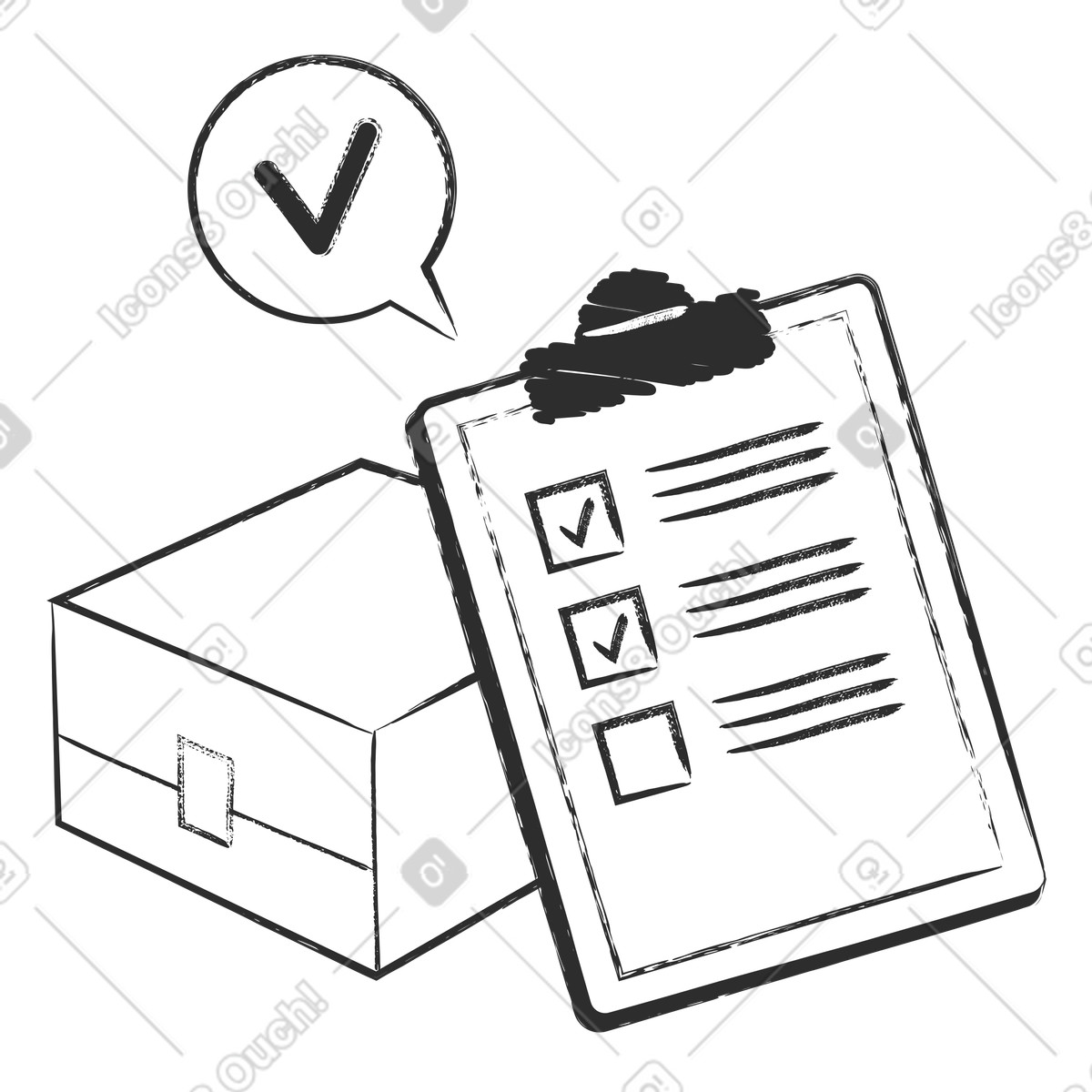 Consegna dell'ordine e tablet con checklist illustrazione in stile Graphite scarica in PNG, SVG