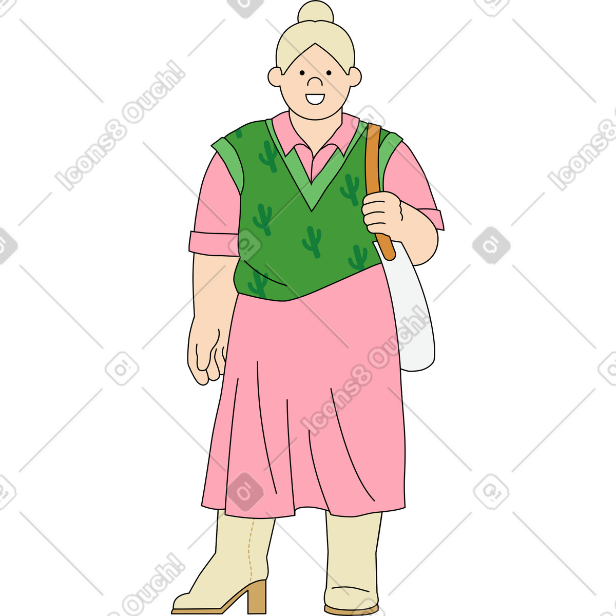 Junge frau-Illustration im Kindy-Stil als Download in PNG, SVG