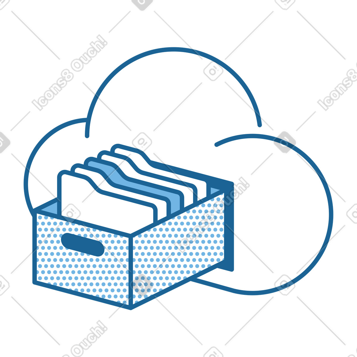 Illustration Stockage en nuage avec compartiment pour classeurs dans le style Natty à télécharger aux formats PNG, SVG