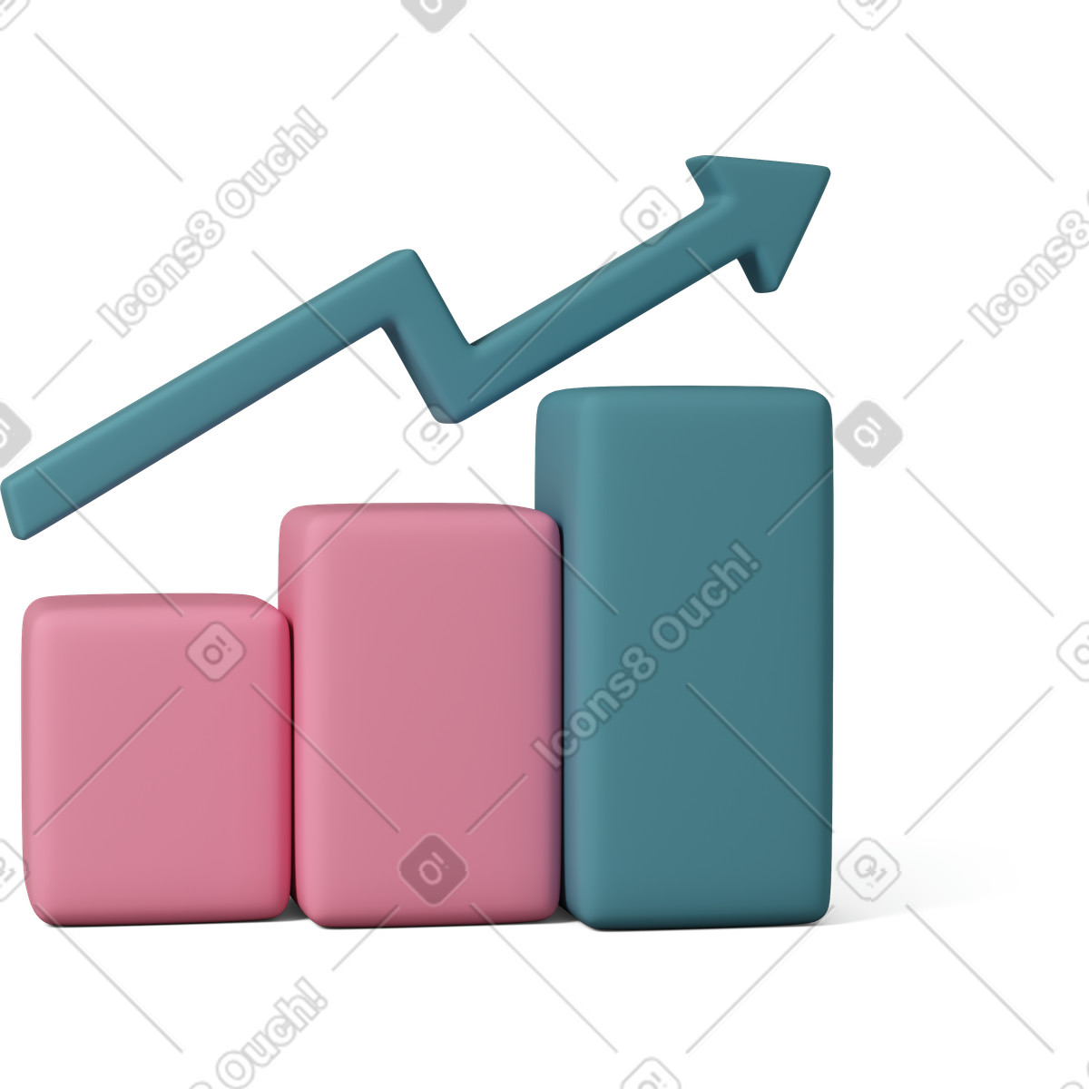Histogram with up arrow-Illustration im 3D Casual life-Stil als Download in PNG, SVG