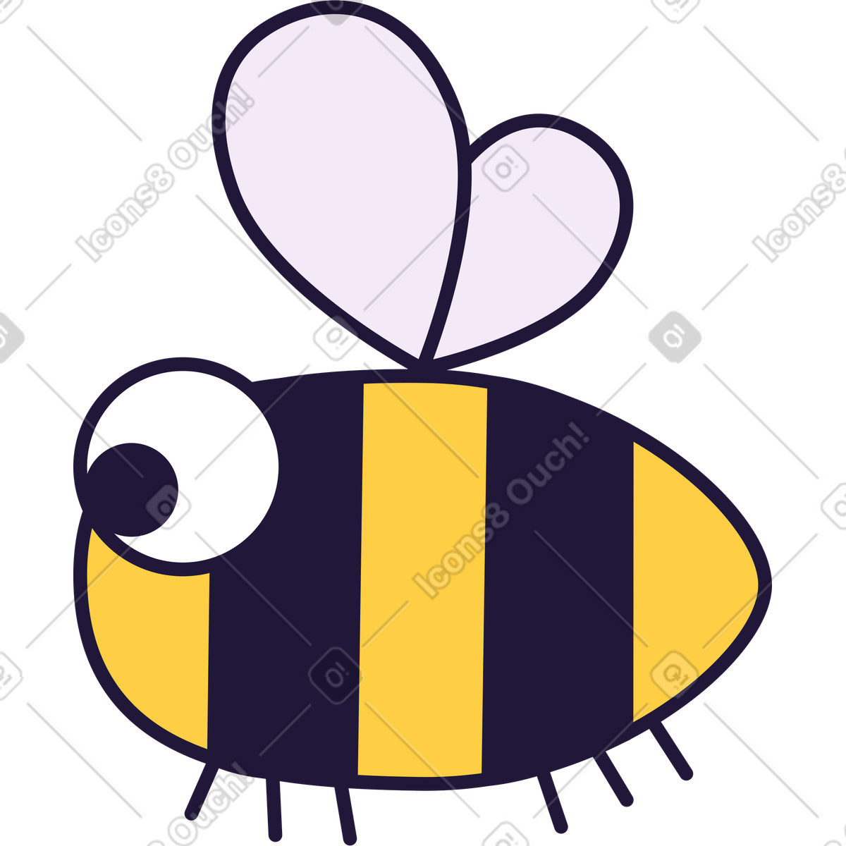 Bee illustration in Conifer style download in PNG, SVG
