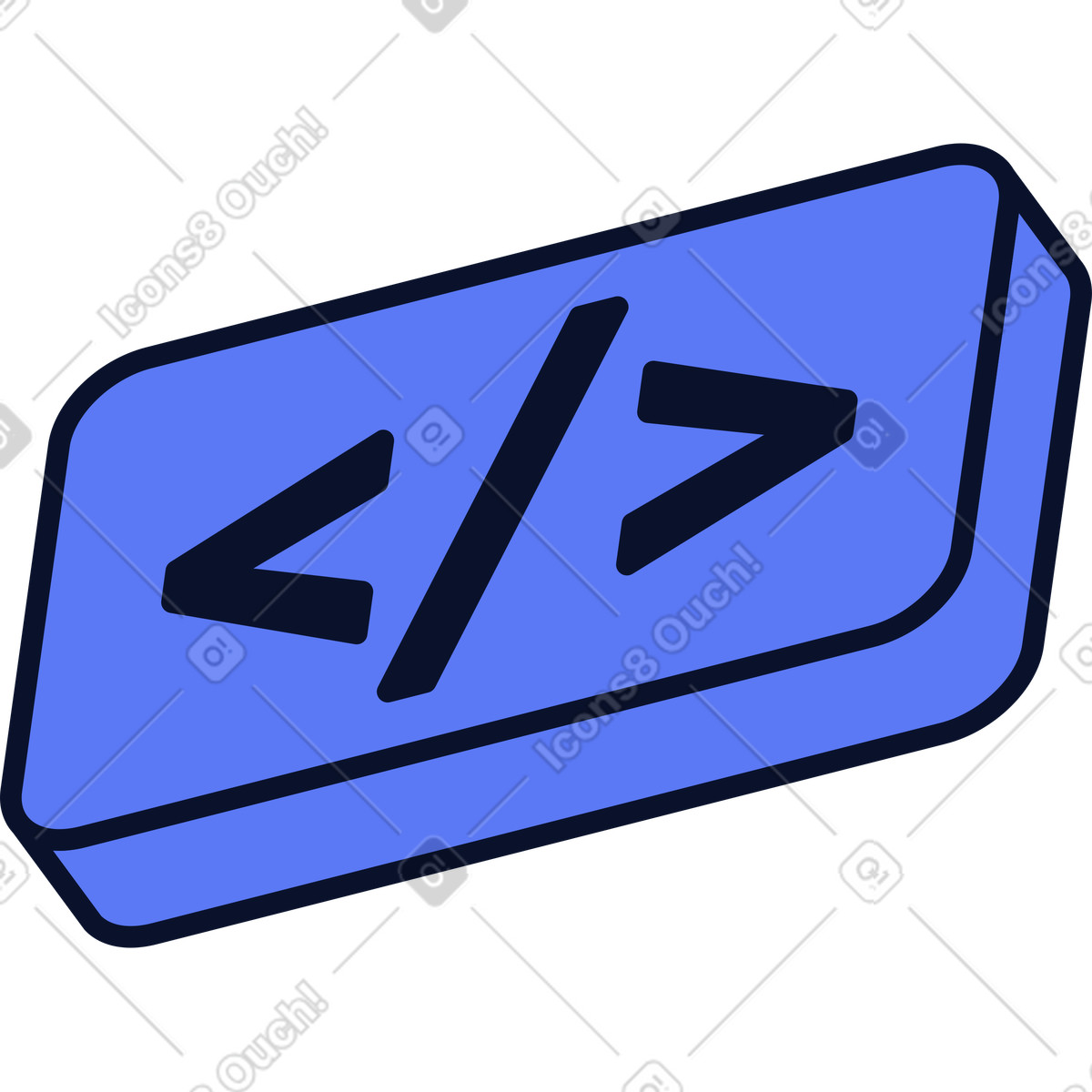 Illustration Icône de code dans le style Flexy à télécharger aux formats PNG, SVG