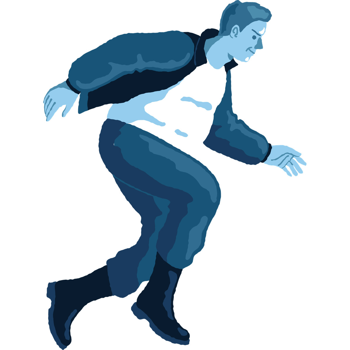 Illustration Chubby man jumping side view dans le style Cherry à télécharger aux formats PNG, SVG