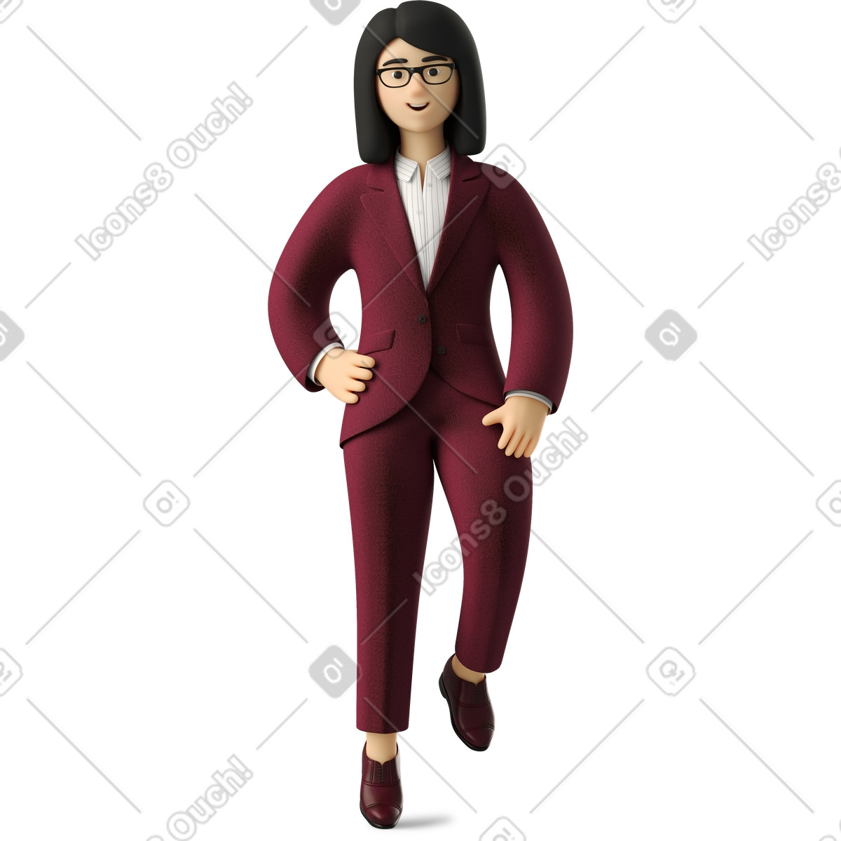 Иллюстрация Sitting businesswoman in red suit в стиле 3D Business — скачать в форматах PNG, SVG